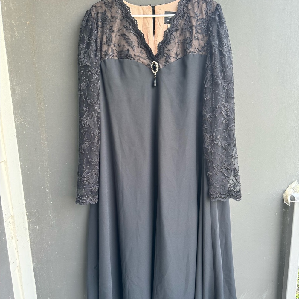 Vintage Black Lace Fit & Flare Dress WhimsiGoth Romantic Midi